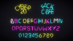 Alphabetical Neon Props office, lamp, mark, cafe, exterior, prop, electrical, deco, cyberpunk, ornament, electricity, sign, decorative, neon, models, rubber, accesories, alphabetical, cable, editable, emissive, signed, midpolly, render, glass, asset, game, lowpoly, model, futuristic, gameasset, house, free, decoration, plastic, interior, download, light, wall