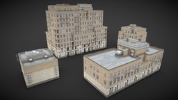 City Buildings modern, brick, european, block, american, 2k, town, next-gen, hosue, asset, game, 3d, pbr, lowpoly, low, city, building, archiitecture
