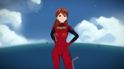 Asuka Evangelion 💖 evangelion, animegirl, low-poly-model, asuka, handpainted, girl, animation, stylized, noai