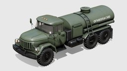 Soviet Army Fuel Tanker Truck truck, gas, soviet, tanker, prop, army, transport, offroad, zil, 4k, russia, explosive, supply, fuel, old, tank, ussr, ukraine, lorry, 6x6, game, pbr, military