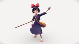 Kiki's Delivery Service Kiki Model/Animation Rig castle, toy, rig, service, ghibli, away, delivery, kiki, howl, spirited, kikis, game, low, poly, model, animation, anime, japanese