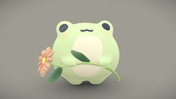 Flower Frog plant, cute, flower, small, animals, frog, adorable, chibimodel, maya2019, substancepainter, zbrush
