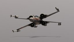 Luke Skywalker's T-65B X-WING (1977) - LOWPOLY red, 5, xwing, luke, r2d2, prop, x, droid, starfighter, pilot, x-wing, five, skywalker, star, r2-d2, lukeskywalker, starwasr, starwarsships, lowpoly, starwars, ship, space, redfive, t-65b