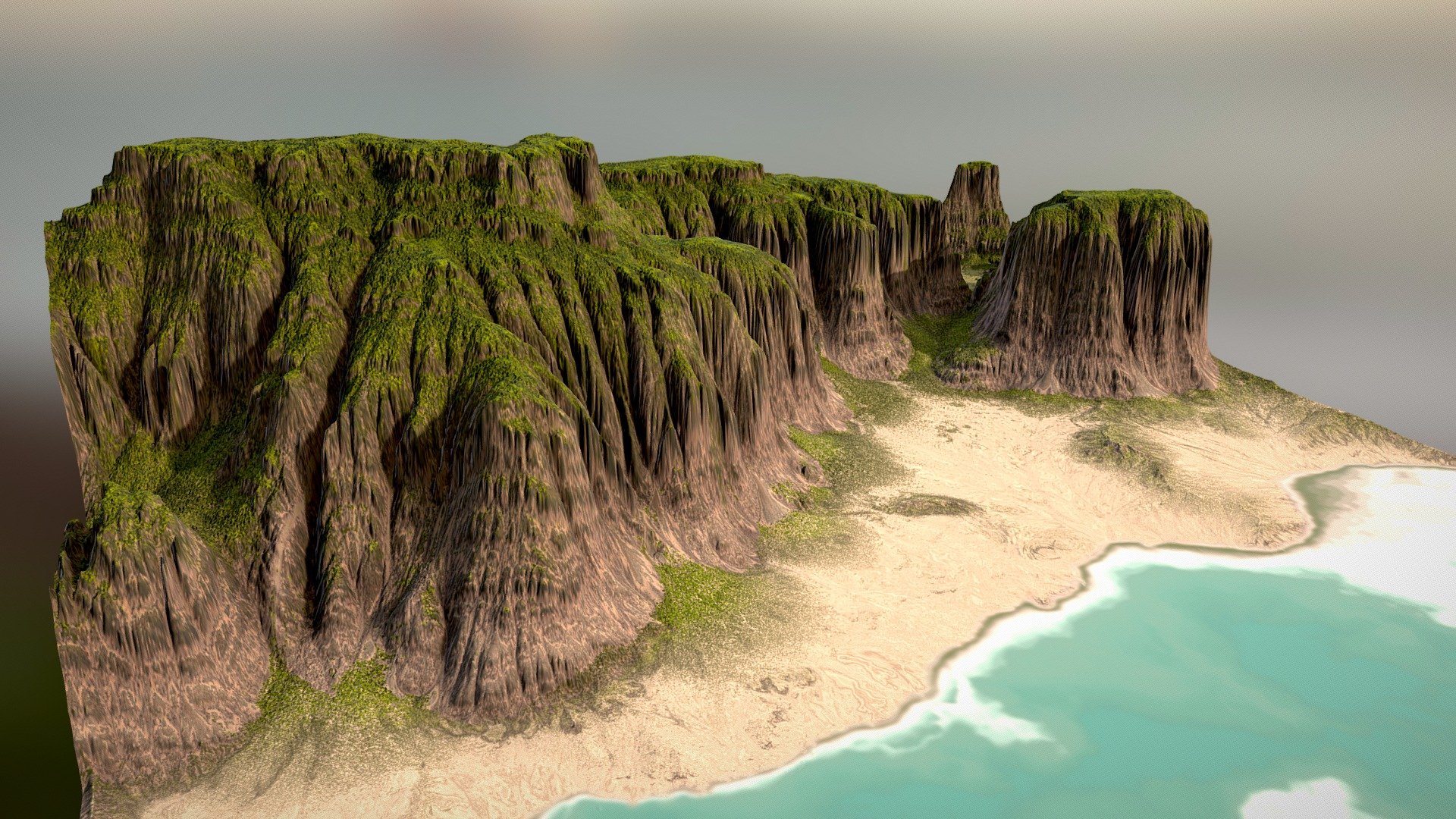 Some lush and tropical sea cliffs for the win :-) 

With Gaea and Substance