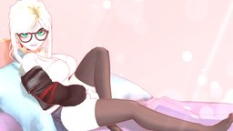Glasses Girl cute, , glasses, character, handpainted, blender, female