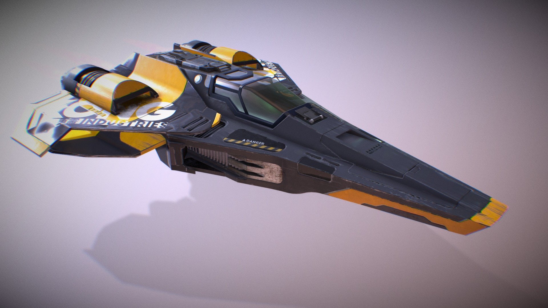 A 5th generation Hyperzone racer from Kong Industries.
The Night Tracer offers the durability of heavier racers, while maintaining the speed of the Wasp Class.
Kong Industries currently finds themselves 2nd on the constructers championship after espionage has sabotaged several of their previous races.

NOTE: This is based on the work of Shaun Mooney: https://www.artstation.com/artwork/DwZqA
I created this model many months ago while I was still learning and I had forgotten that it was such a close representation of Shauns original concept.
I only recently revisited it and retextured it to make it ready for sketchfab. My humble apologies to all.
