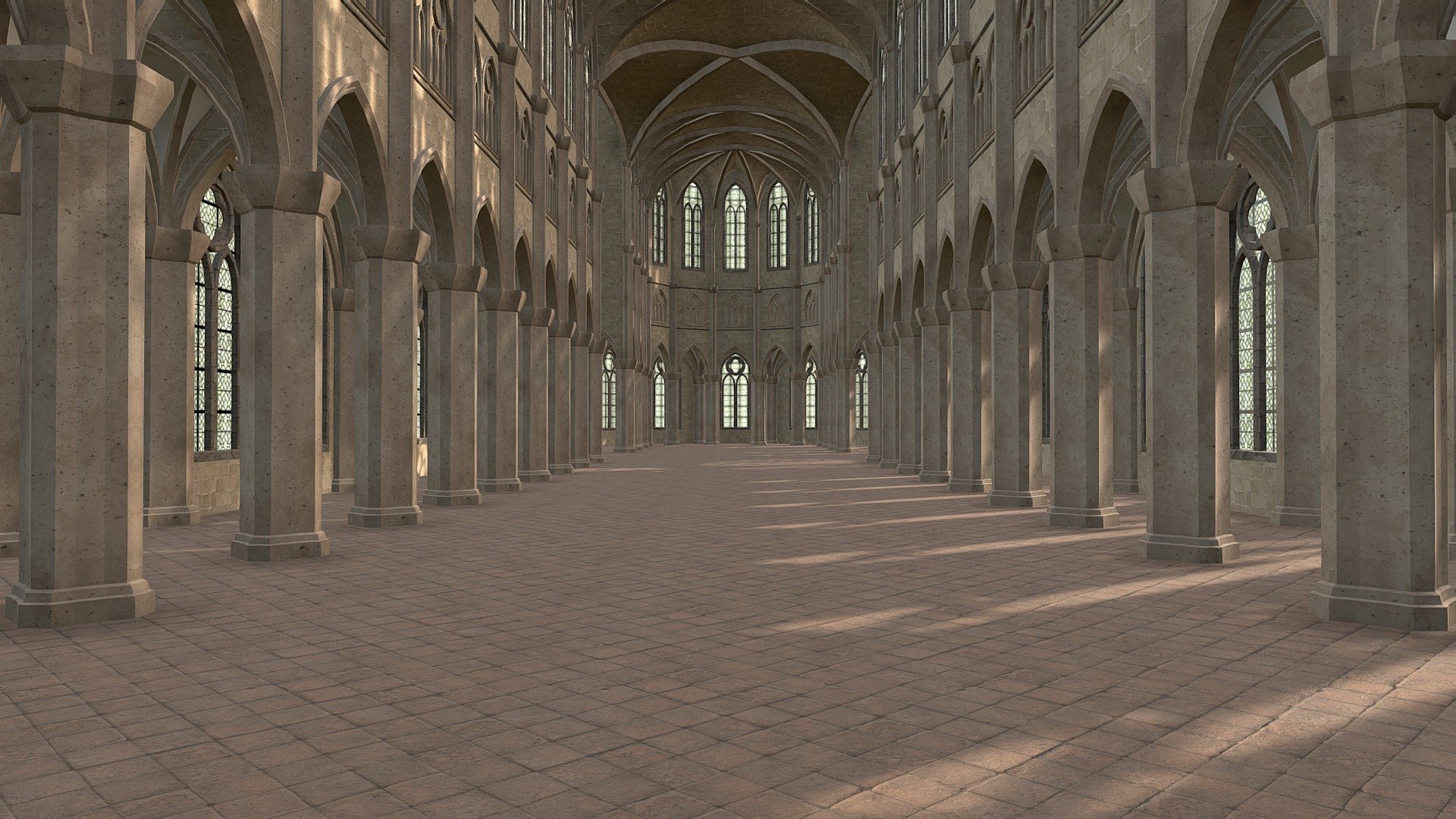 Low poly model of a Cathedral created using Maya
