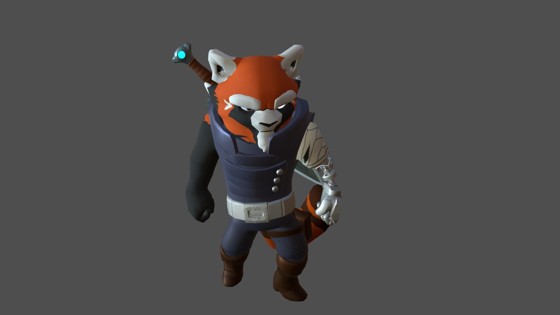 A game ready sword-wielding mid-poly character model with over 40 animations. The model uses a modified rig originally made by another 3D artist of ours. Made for a PS4 game project.