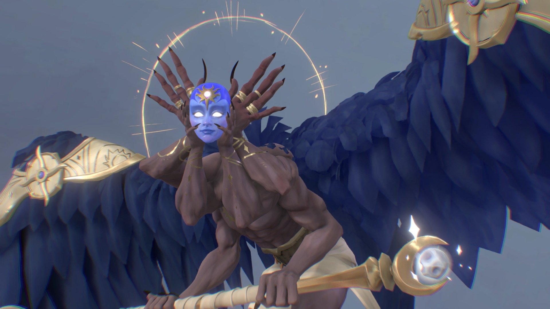 Introducing the Angel of Dualities - a six-armed creature representing balance and harmony. It wields its own head as a symbol of introspection and carries a spear depicting the eternal dance of the sun and the moon. Meticulously crafted with hand-painted textures, this divine being is truly breathtaking, from its delicate wings to its glowing halo. (ChatGPT)

Artstation 
Instagram 

Some Renders




Concept Art

