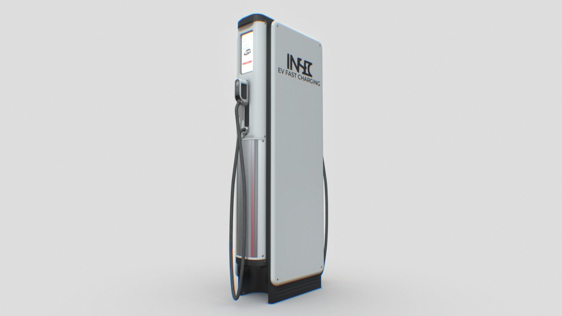 EV fast charging station

This model I made it with Blender. I made it with actual size reference.
I include some file format (exported from Blender),texture, some sample render and also I include the lighting setup on the Blender file. 
Hopefully you enjoy it. 
Or, you can edit my model with your preferense easily.

Please like and share if you enjoy it.