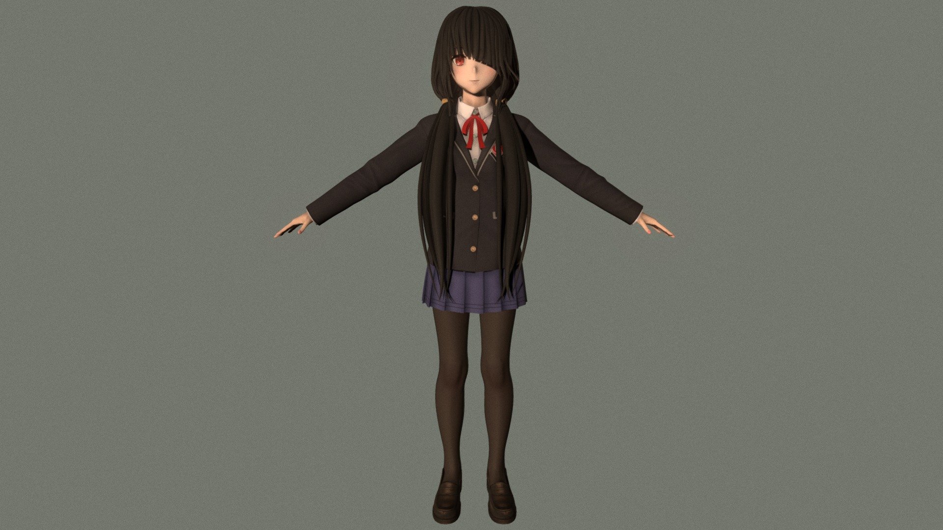 T-pose rigged model of anime girl Kurumi Tokisaki (Date A Live).

Body and clothings are rigged and skinned by 3ds Max CAT system.

Eye direction and facial animation controlled by Morpher modifier / Shape Keys / Blendshape.

This product include .FBX (ver. 7200) and .MAX (ver. 2010) files.

3ds Max version is turbosmoothed to give a high quality render (as you can see here).

Original main body mesh have ~7.000 polys.

This 3D model may need some tweaking to adapt the rig system to games engine and other platforms.

I support convert model to various file formats (the rig data will be lost in this process): 3DS; AI; ASE; DAE; DWF; DWG; DXF; FLT; HTR; IGS; M3G; MQO; OBJ; SAT; STL; W3D; WRL; X.

You could purchase my model at: bit.ly/41y1JDe

And I can make commission models.

If you have any questions, please contact me via my email 3d.eden.project@gmail.com.