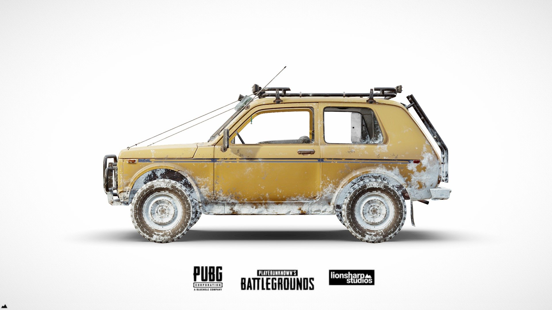 The Zima 4x4x from Playerunknown's Battlegrounds! 

It's the official model used in game, on a snow-themed map called Vikendi.

Modelled in Blender, textured in Substance Painter.

Design, low poly &amp; texturing: Karol Miklas 

High poly model: Iwo Pietrala 


Check more on: 
https://www.pubg.com/

© PUBG Corp. 2019