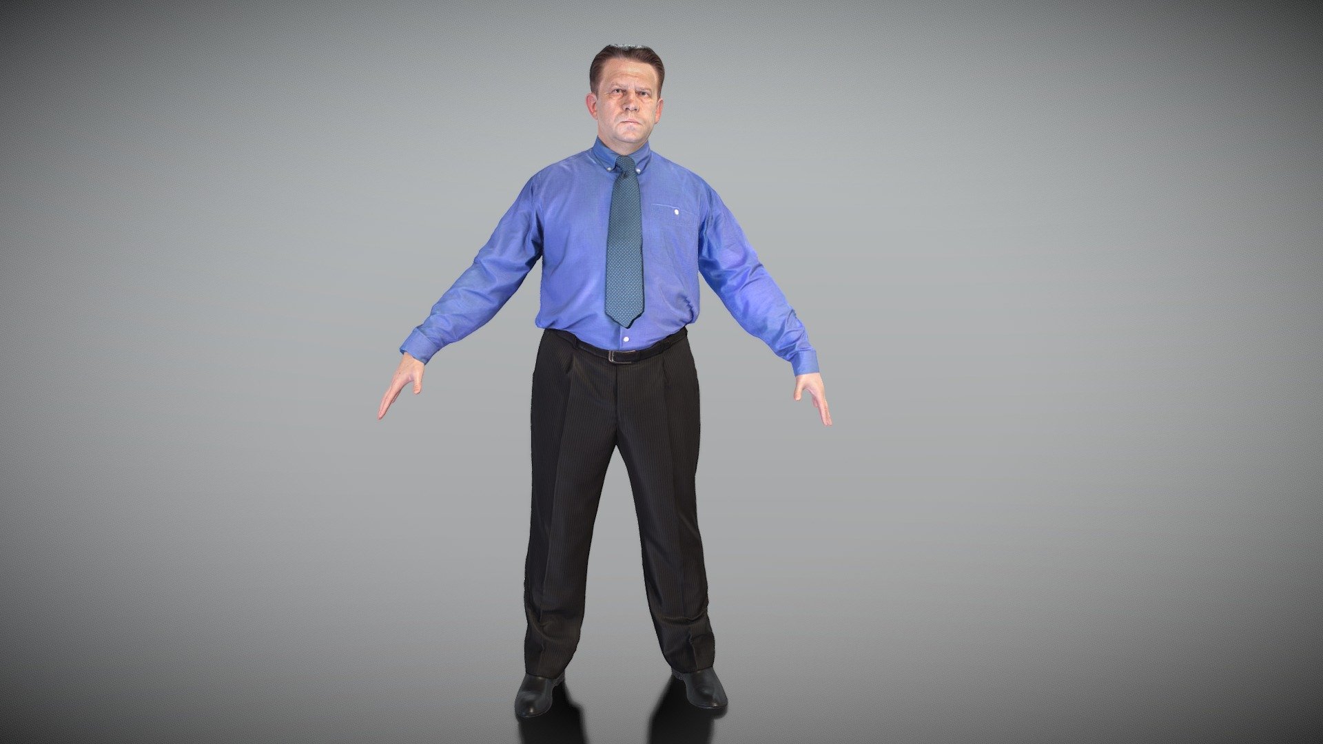 This is a true human size and detailed model of a confident handsome man of Caucasian appearance dressed in business style. The model is captured in the A-pose with mesh ready for rigging and animation in all most usable 3d software.

Technical specifications:




digital double scan model

low-poly model

high-poly model (.ztl tool with 5-6 subdivisions) clean and retopologized automatically via ZRemesher

fully quad topology

sufficiently clean

edge Loops based

ready for subdivision

8K texture color map

non-overlapping UV map

ready for animation

PBR textures 8K resolution: Normal, Displacement, Albedo maps

Download package includes a Cinema 4D project file with Redshift shader, OBJ, FBX, STL files, which are applicable for 3ds Max, Maya, Unreal Engine, Unity, Blender, etc. All the textures you will find in the “Tex” folder, included into the main archive.

3D EVERYTHING

Stand with Ukraine!