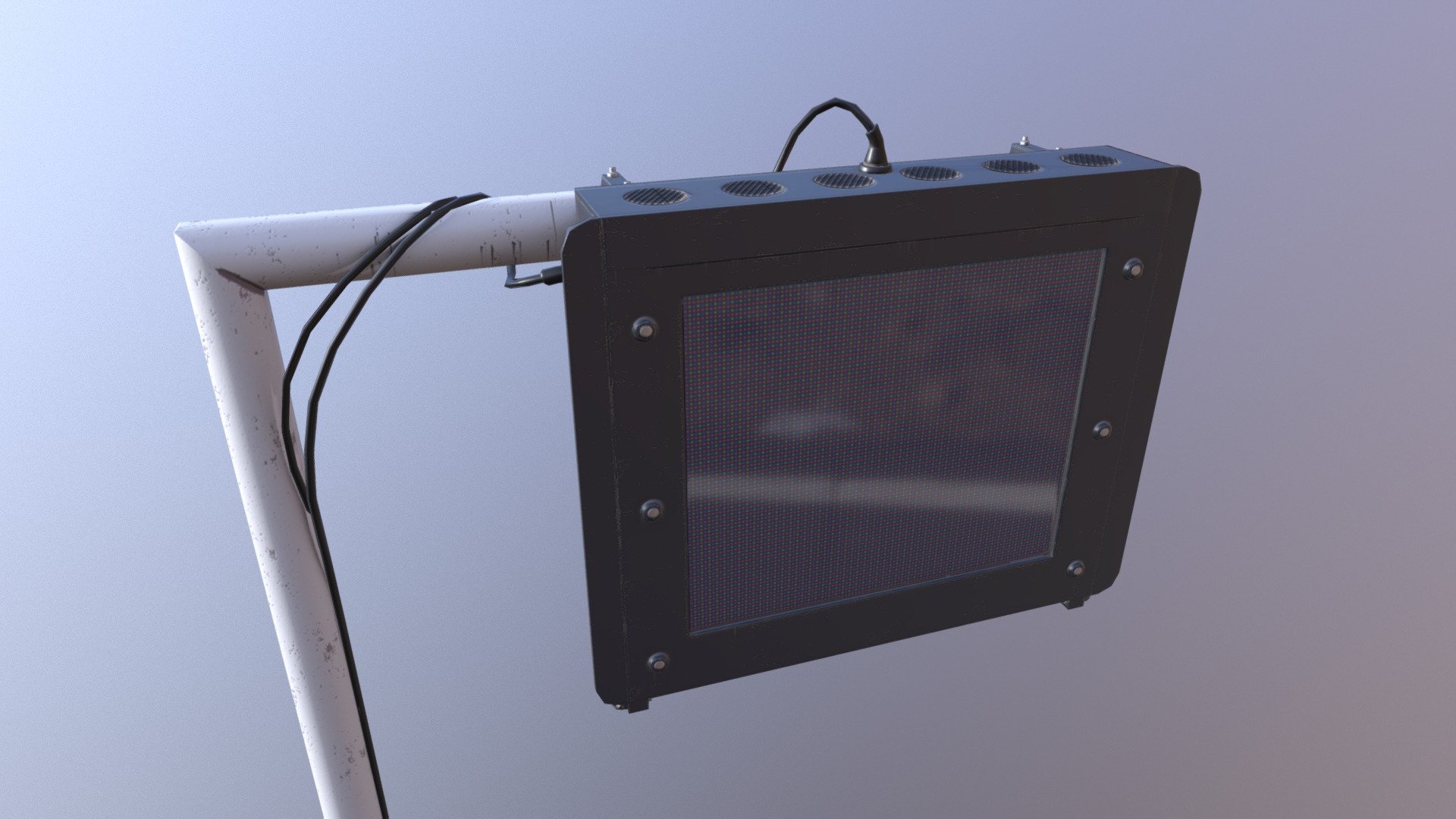 A LED board found at Formula 1 racetracks, to show the flags with ligths.
Modeled in Blender, textured with substance painter 1.x
1528 tris
1k textures
