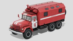 Soviet Fire Service Command Vehicle truck, red, soviet, brigade, cccp, russian, department, offroad, zil, command, service, russia, emergency, fire, old, 131, ussr, chernobyl, 6x6, noai, mobbile