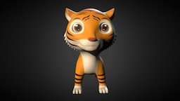 Cartoon Tiger cat, little, tiger, animals, laboratory, mammal, cheetah, zoo, lion, bengal, leopard, lioness, rodent, amur, maya, character, cartoon, 3d, lowpoly, model, animal, animation