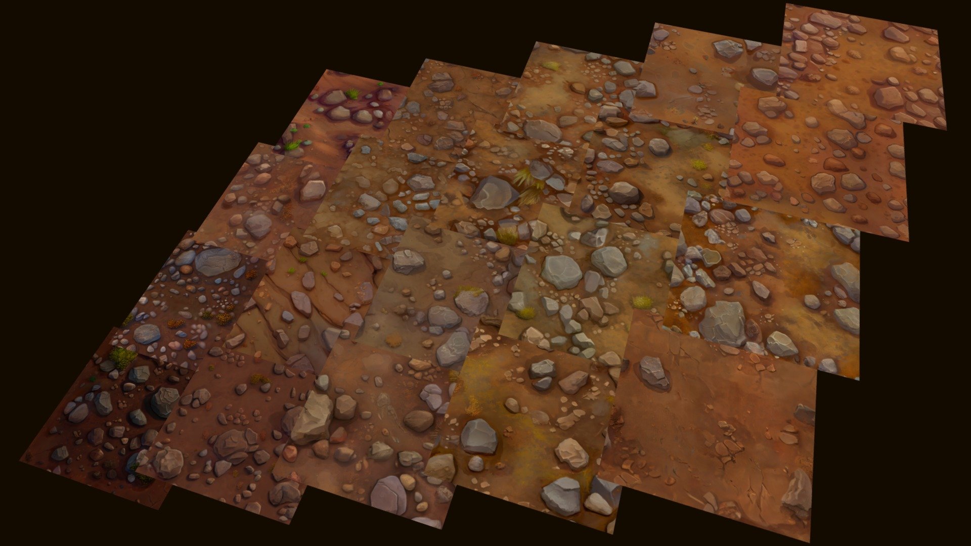 Enhance your game’s natural landscapes with this earthy art asset pack. From sandy deserts to rocky mountains, these high-quality textures will blend nicely into your environments.\n\nTextures were made to be tileable, meaning they will have no seams.\n\n\n\n\n20 Color Textures (tileable)\n\n2048 x 2048 size\n\nHand Painted\n\nMobile friendly\n\nHelp us by rating and commenting, this will motivate us to create more assets and improve :)