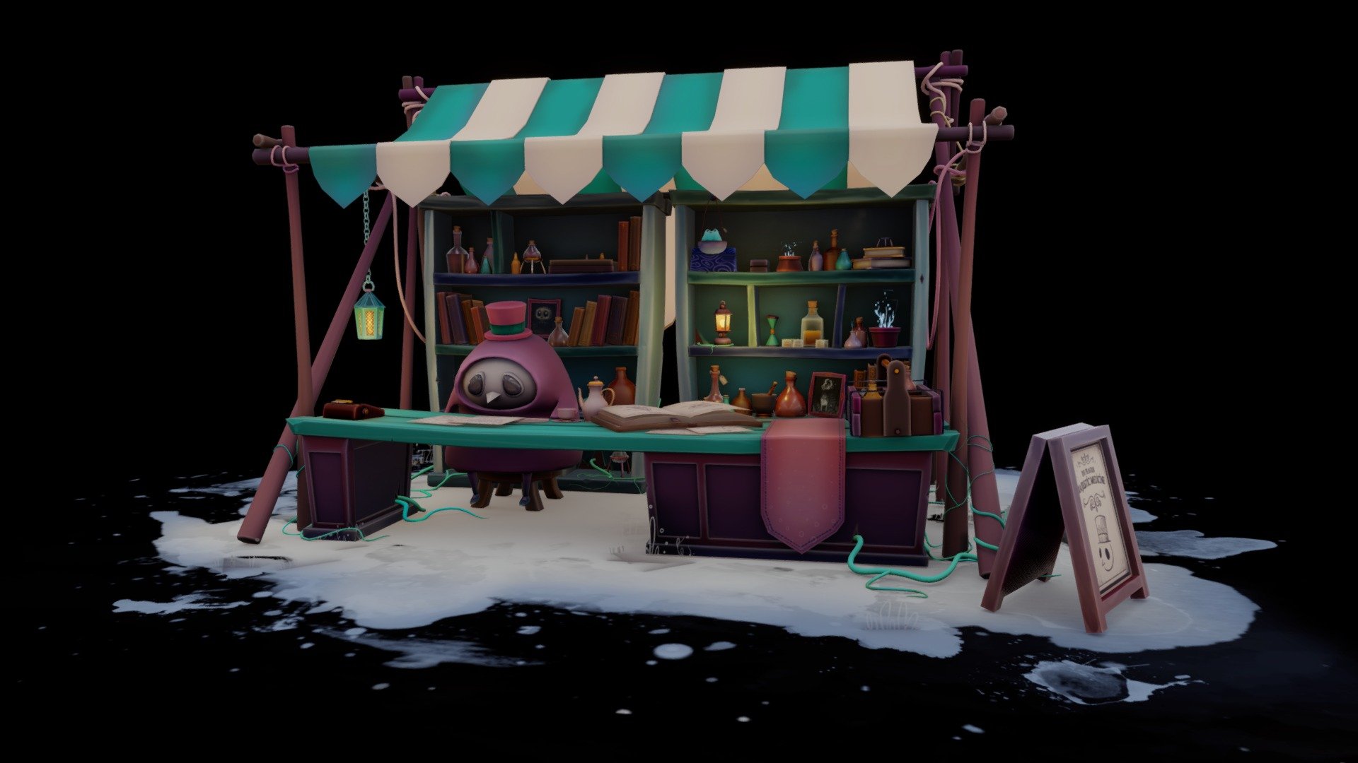 small edit: This is one of my first scenes, the texel density and topology aren't the best, but I'm proud of it as a scene and it shows that I've grown as a 3D artist. I'm also really honoured that it was chosen as a staff picks! :)

~

Welcome to Dr Plagus emporium! 

Inspired by medical illustrations, the Victorian era, and alchemy. Turn on HD to see all illustrations and trinkets.