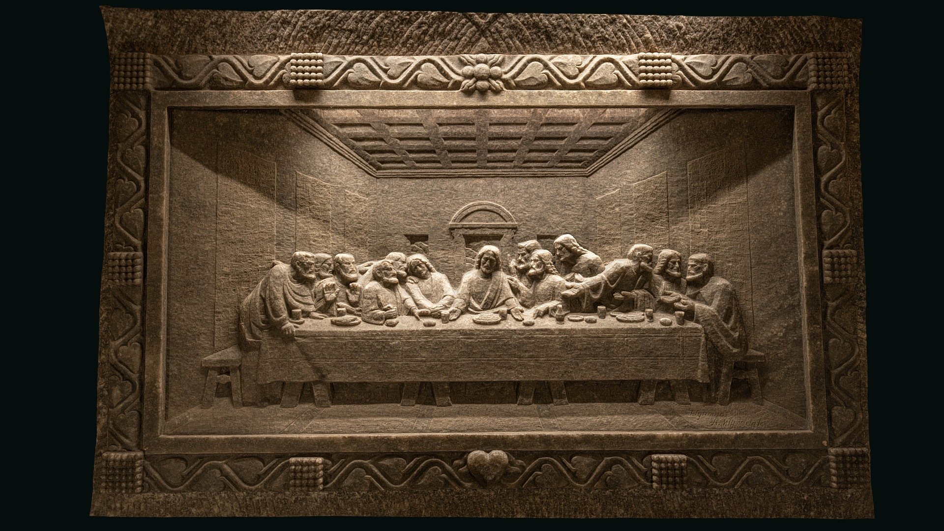 The Last Supper, relief, Wieliczka salt mine in Krakow Poland.

Photogrammetry reconstruction in RealityCapture from 65 images. © Saulius Zaura www.dronepartner.lt 2023
