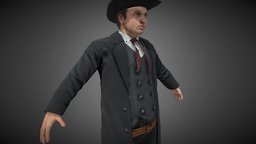 Cowboy Character hair, hat, cloth, shirt, wild, clothes, pants, coat, cowboy, western, boots, jeans, realistic, head, belt, sheriff, character, male, clothing, hand