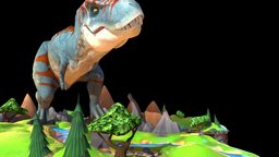 Diorama TREX rigged free trees, river, animals, trex, island, diorama, dinosaurio, nature, tiranosaurus, tiranosaurio, animation, free, animated, rigged, dinosaur