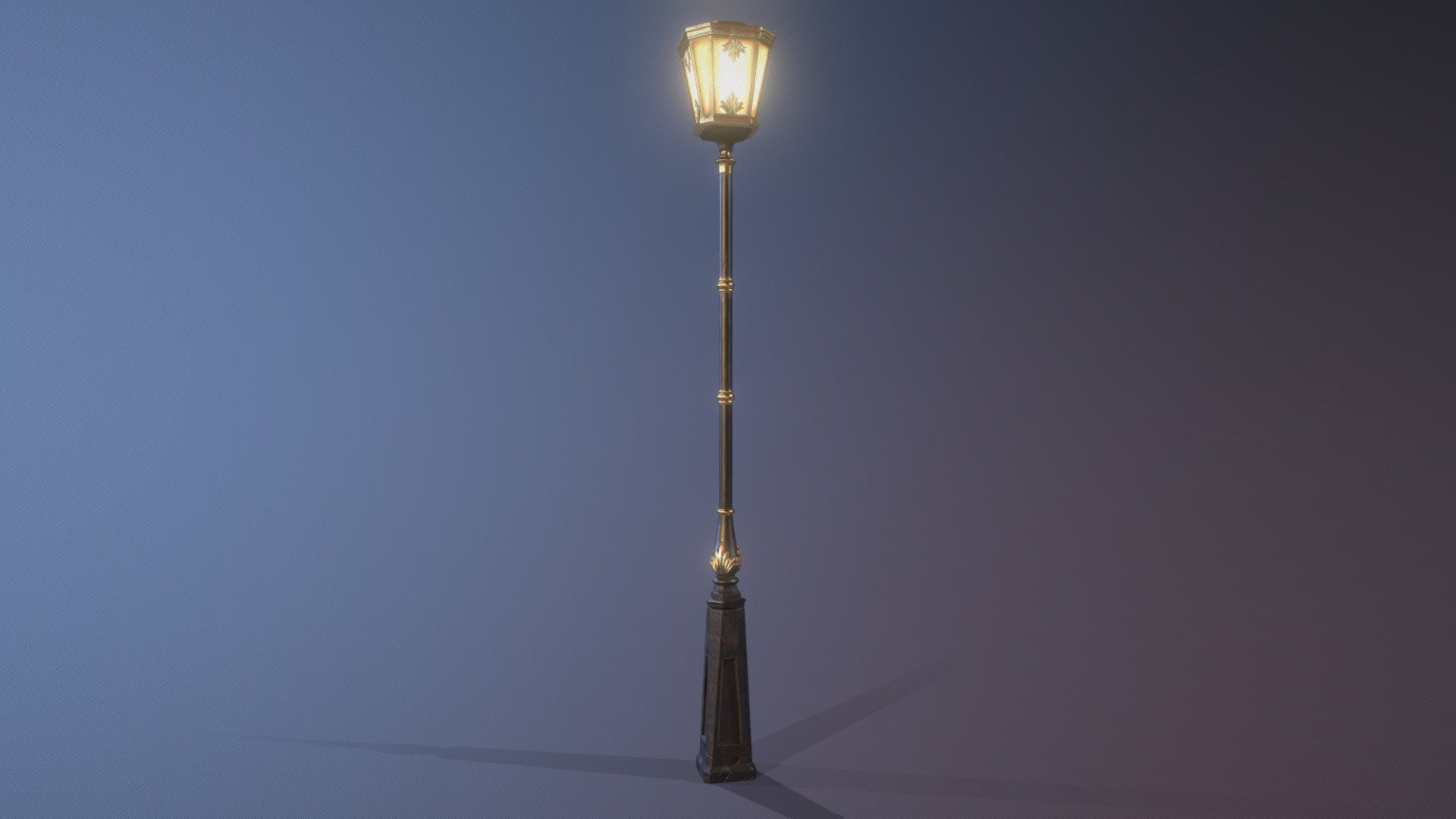 Little victorian street lamp, originally made for the virtual world application Second Life.

Modelled in Autodesk 3ds Max 2019, with high poly details added in ZBrush.
PBR-textures created in Substance Painter.