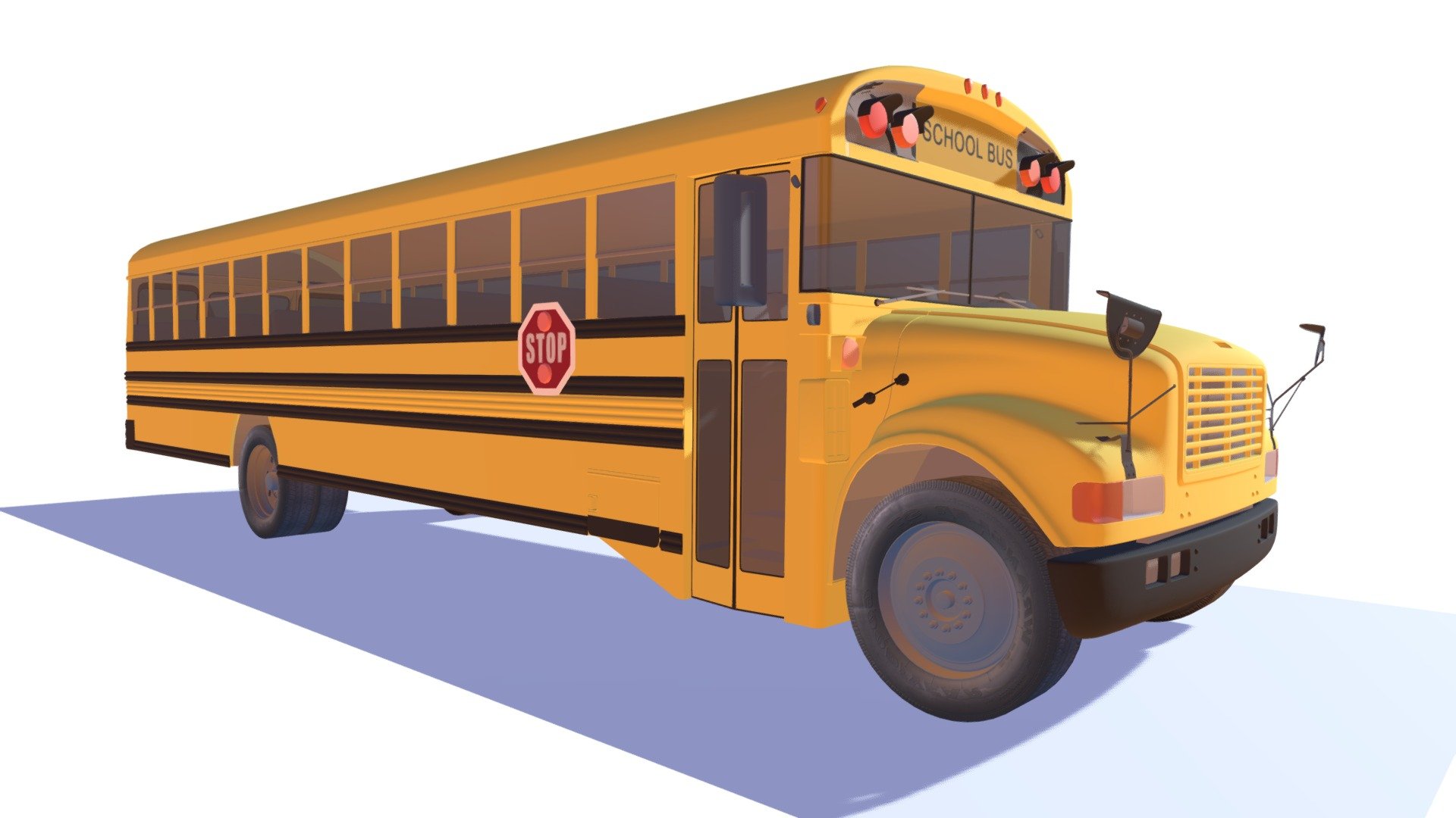 High detailed 3d model of school bus with medium detailed interior.