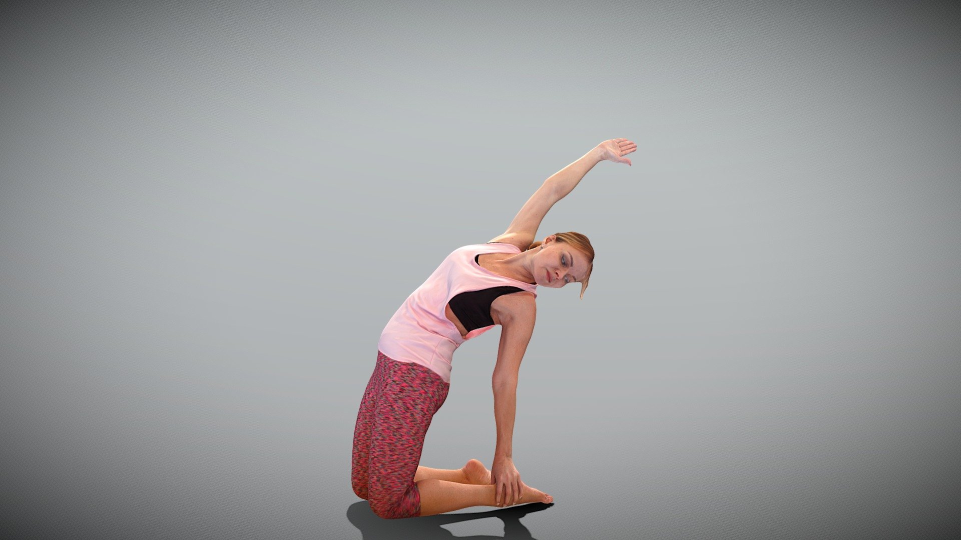 This is a true human size and detailed model of a sporty young woman of Caucasian appearance dressed in sportswear. The model is captured in casual pose to be perfectly matching various architectural and product visualizations, as a background or mid-sized character on a sports ground, gym, beach, park, VR/AR content, etc.

Technical specifications:




digital double 3d scan model

150k &amp; 30k triangles | double triangulated

high-poly model (.ztl tool with 5 subdivisions) clean and retopologized automatically via ZRemesher

sufficiently clean

PBR textures 8K resolution: Diffuse, Normal, Specular maps

non-overlapping UV map

no extra plugins are required for this model

Download package includes a Cinema 4D project file with Redshift shader, OBJ, FBX, STL files, which are applicable for 3ds Max, Maya, Unreal Engine, Unity, Blender, etc. All the textures you will find in the “Tex” folder, included into the main archive.

3D EVERYTHING

Stand with Ukraine!