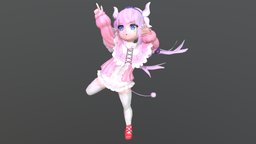 Kanna Kamui pose, anthro, pink, dress, loli, manga, furry, maid, kanna, dragonmaid, girl, female, dragon, anime