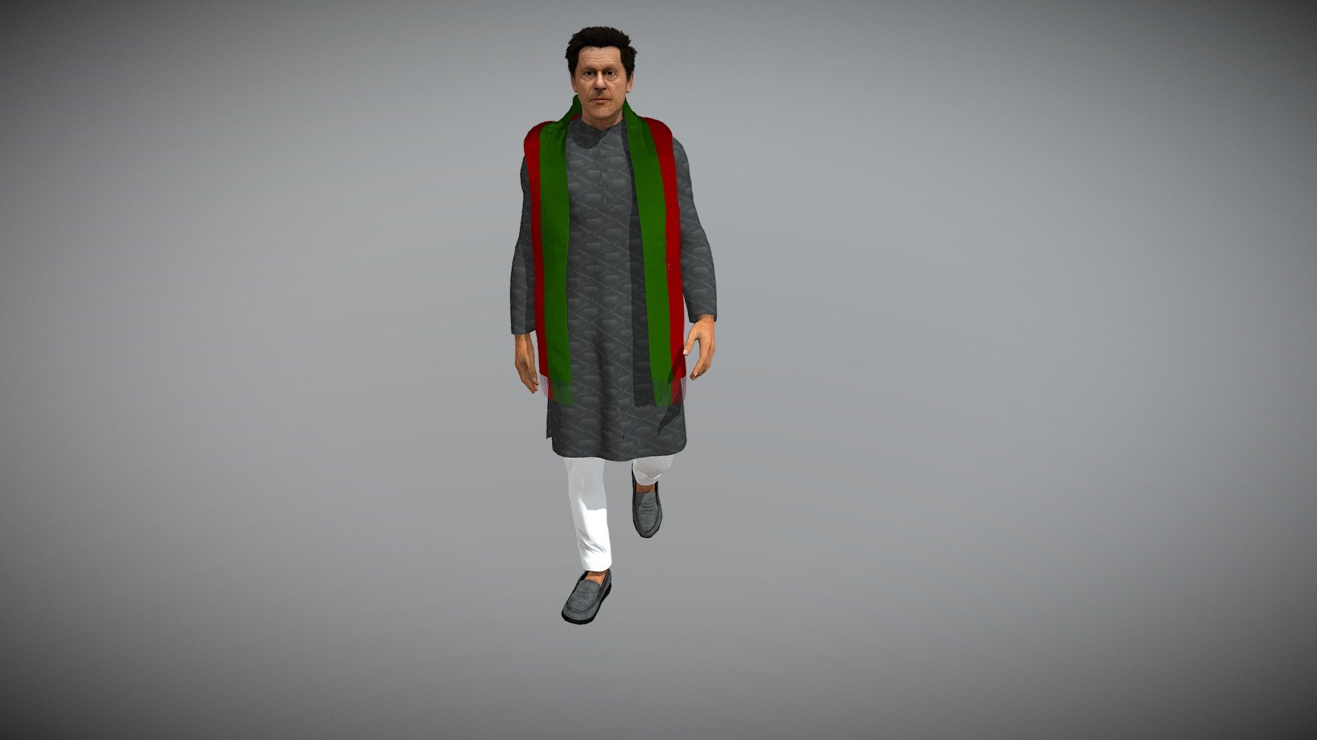 WATCH  = https://youtu.be/TS44GNacd0U
Imran Khan Realistic Character


PACKAGE INCLUDE



High quality polygonal model, correctly scaled for an accurate representation of the original object.

High Detailed Photorealistic IMRAN KHAN.

Model is built to real-world scale.

Many different format like blender, fbx, obj, iclone, dae

Separate Loopable Animations

Ready for animation &amp; 3D Printing

High Quality materials and textures

Triangles = 42136

Vertices = 34048

Edges = 65827

Faces = 38635


ANIMATIONS



Walk

Talk

Neck Twist


3D PRINTING (OBJ | STL)



STAND 1

STAND 2

STAND 3

STAND 4

STAND 5

WALK

SPORT STANCE

FIGHT POSE

SIT

SIT ON CHAIR


NOTE



GIVE CREDIT BILAL CREATION PRODUCTION

SUBSCRIBE YOUTUBE CHANNEL = https://www.youtube.com/BilalCreation/playlists

FOLLOW OUR STORE = https://sketchfab.com/bilalcreation/models

LIKE AND GIVE FEEDBACK ON THE MODEL


CONTACT US                 =  https://sites.google.com/view/bilalcreation/contact-us