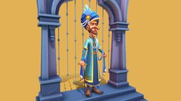 Cartoony Character - Indian Prince sculpt, indian, medieval, posed, low-poly-model, pbr-texturing, cartoon, royal