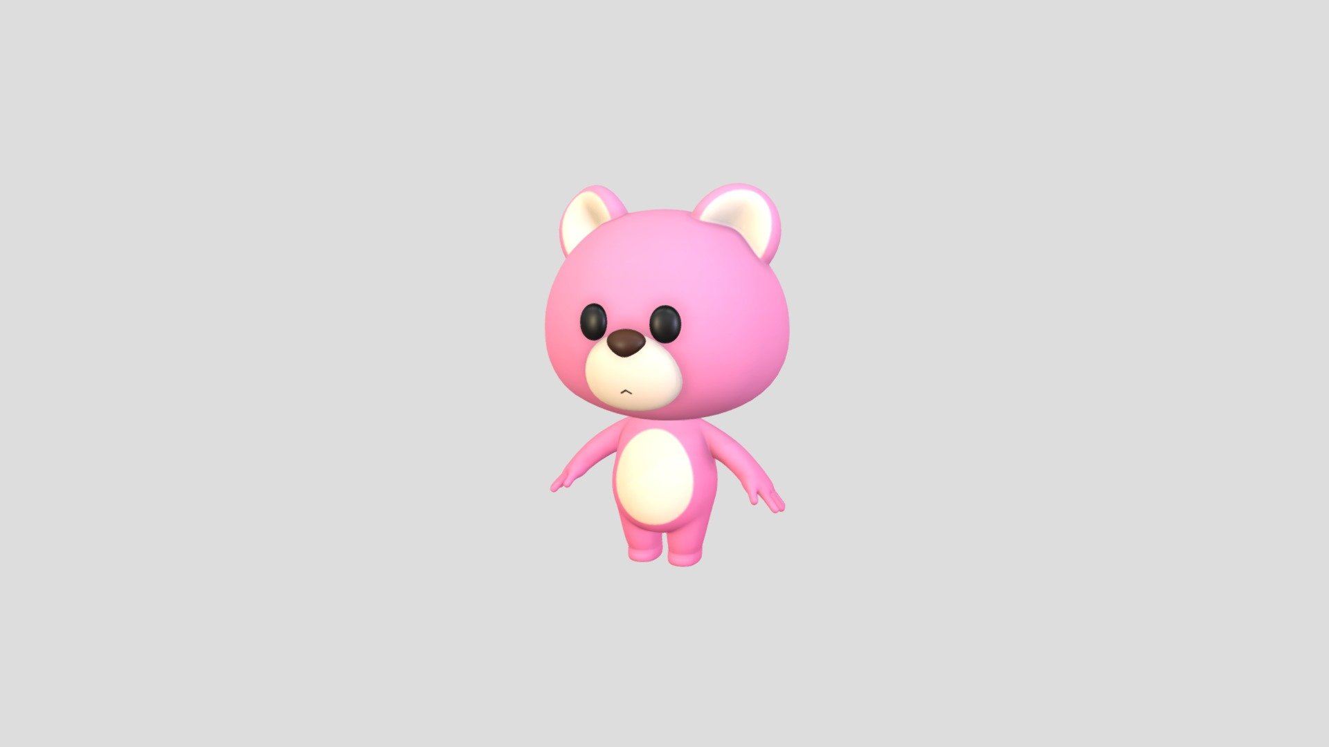 Pink Bear Character 3d model.      
    


File Format      
 
- 3ds max 2023  
 
- FBX  
 
- OBJ  
    


Clean topology    

No Rig                          

Non-overlapping unwrapped UVs        
 


PNG texture               

2048x2048                


- Base Color                        

- Normal                            

- Roughness                         



2,982 polygons                          

3,028 vertexs                          
