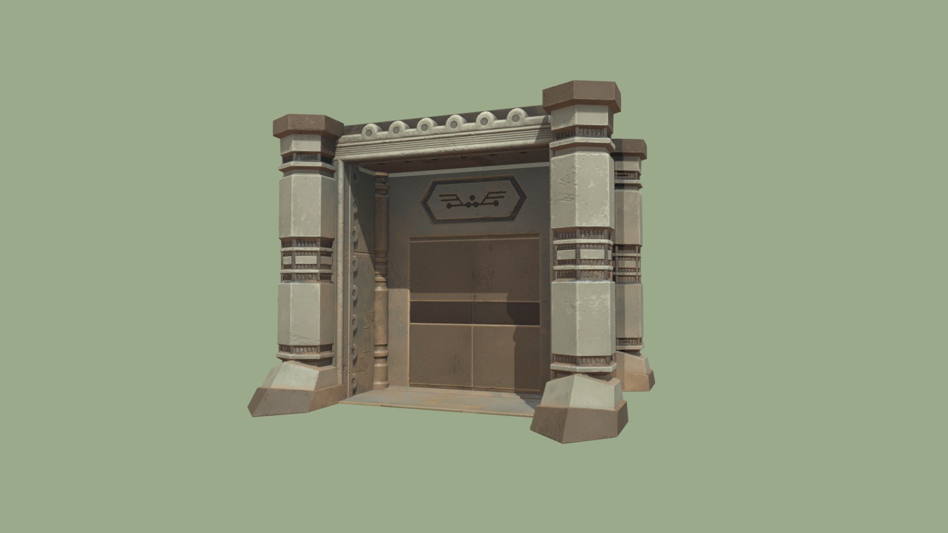 This is an MMLX environment asset designed to work within the dungeon ruins of the Mega Man Legends universe. This asset was tricky in that there wasn't much in the way of a concept for the generic ruins door. So this version of the door elaborates on or embellishes the original design visible in the game. 

The asset provided here is the high res game asset. That includes the textures. Feel free to download and use for your projects. Please credit PSYCHOPOMP and/or JJ Chalupnik for the modeling/texturing if you decide to use it.

Learn more about the fan project here: https://psychopomp-studios.com/mmlx/