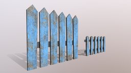 Wooden Fences PBR - Modular - Version 5 fence, field, garden, exterior, road, planks, barrier, outdoor, enclosure, farm, old, yard, weathered, picket, pbr, lowpoly, house, wood, street, modular, wall
