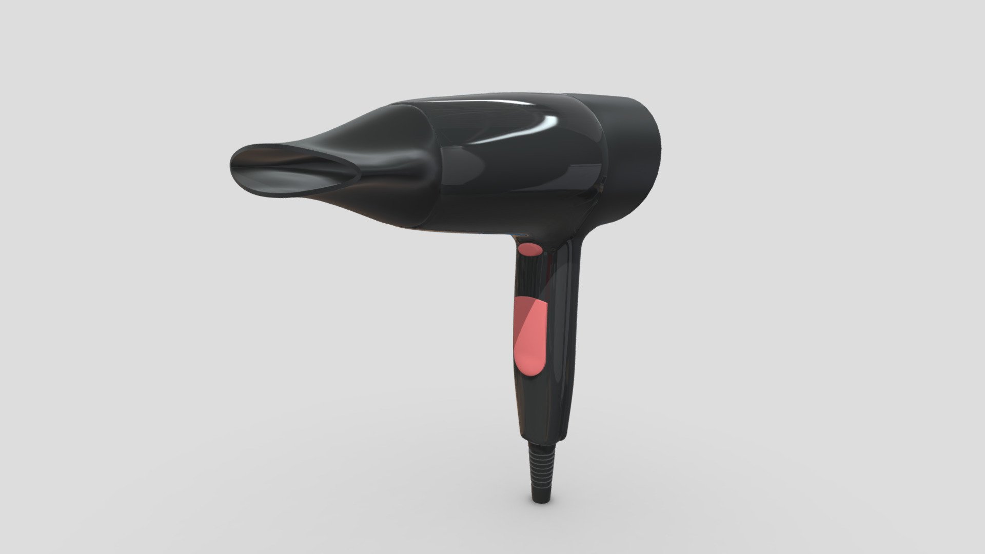 low poly 3d model of generic and unbranded modern hair dryer with diffuser