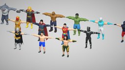 Low Poly Superhero Character batman, ironman, superhero, spiderman, superman, aquaman, docter, character, lowpoly