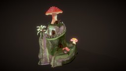 Fungus Nest plants, mushroom, fungus, birds, nest, flowers, insects, house, home, fantasy