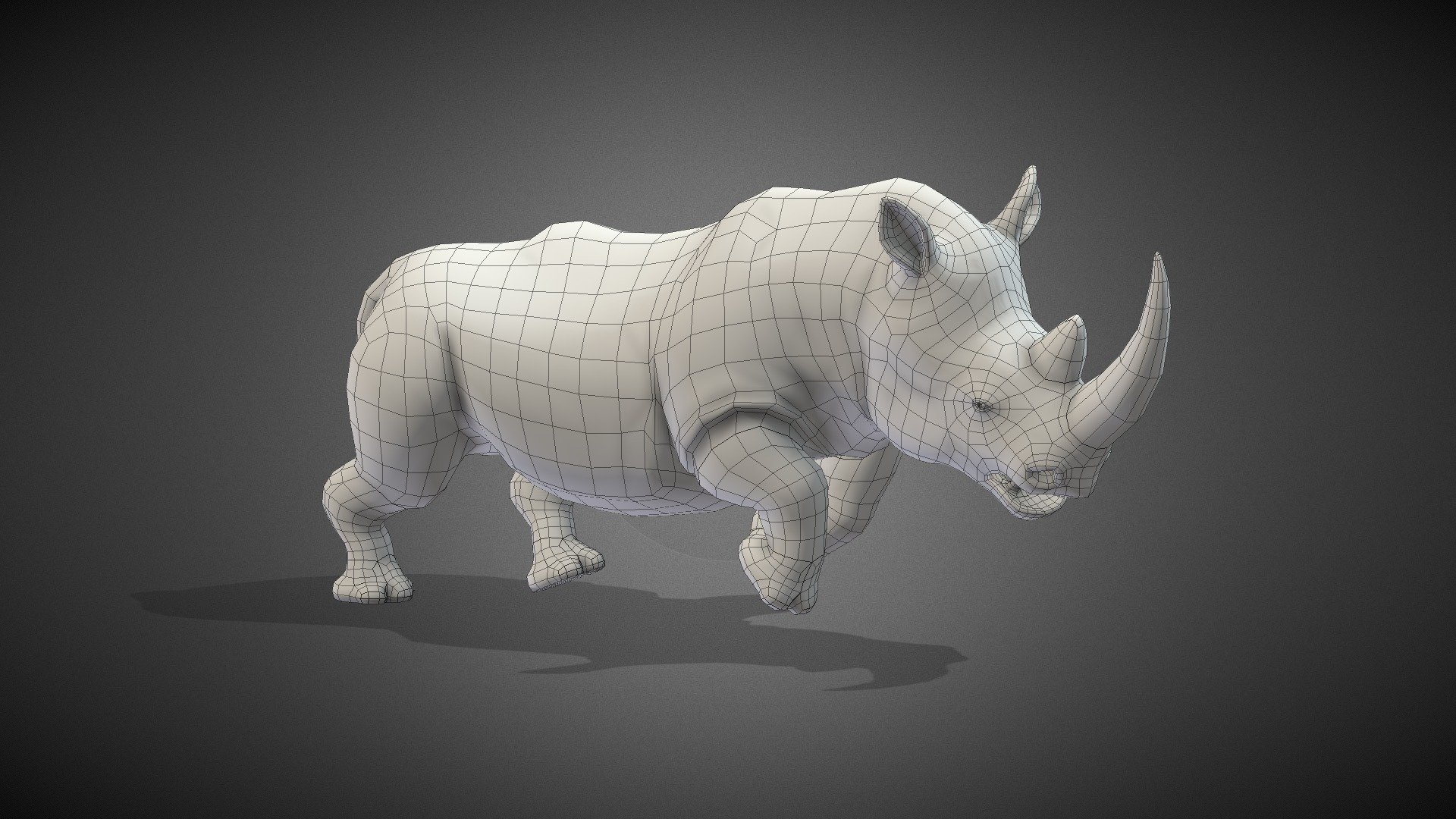 A advanced quadruped rigged, clean topology rhinoceros base mesh to help increase your productivity! 
A good base mesh allows you to save time with foundation of any good sculpt, good proportions, clean topology and clean paint weight.

Update Log:




Fix Rig UI didn’t display on Blender Version 4.x.

Features:




Full rigged for Blender

Clean topology

100% Quad polygon

Subdivision ready

Low polygon count(Faces:3,656 | Tris:7,264 | Verts:3,644)

Not Include:




UV Unwrapped

Texture
