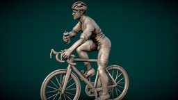 Cyclist - 3d printable stl, bike, bicycle, mini, figure, action, miniature, detailed, figurine, rider, 3d-printing, highresolution, resin, downloadable, watertight, 3d-printable, highres, freedownload, zbrushsculpt, highquality, freemodel, lycra, helmet, zbrush, free, race, highpoly, tour-de-france