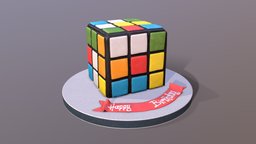 Rubik's Cube Cake cake, party, birthday, trainer, head, scanned, rubikscube, photogrammetry, cakesburg, noai