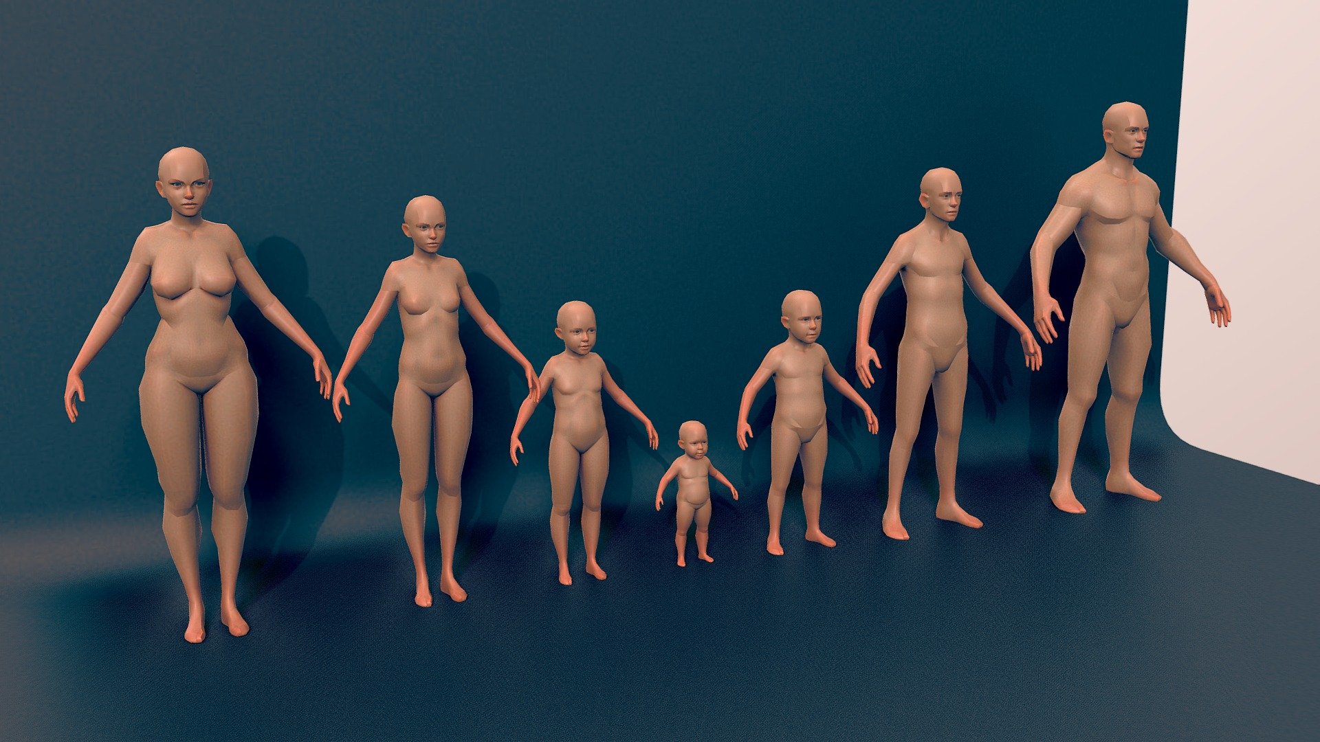 lowpoly basemeshes,around 3700k triangles each,every mesh has unique UVs,game ready or as a solid base for high res sculpting