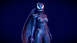 She-Venom suit, red, humanoid, white, marvel, pose, venom, wings, superhero, spiderman, mask, alien, woman, unrealengine, transformation, symbiote, fortnite, substancepainter, character, girl, blender, lowpoly, animation, stylized, human, black, rigged, skin, shevenom, unrealengine5, symbiote-venom, venomized, venomgirl