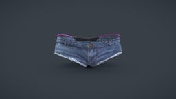 Bikini Over Female Mini Denim Shorts mini, micro, , shorts, girls, string, clothes, g, summer, beach, teen, casual, womens, over, teenager, bikini, underwear, wear, denim, pbr, low, poly, female, knickers
