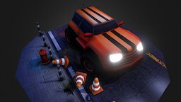 Car Pursuit - Lowpoly Scene vehicles, games, suv, videogame, console, road, night, props, smoke, mobilegames, lowpoly-3dsmax, low_poly, low-poly, game, 3d, 3dsmax, vehicle, art, lowpoly, car, stylized, sketchfab