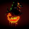 Halloween Pumpkin with Hat horns, blood, hat, red, wax, bloody, creepy, candle, smile, dripping, witch, halloween, pumpkin, black