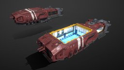 Scifi Mobile Shipyard Class III starship, spacecraft, game-ready, shipyard, pbs, spacedock, msgdi, pbr, lowpoly, scifi, mobile, ship, space, spaceship, noai
