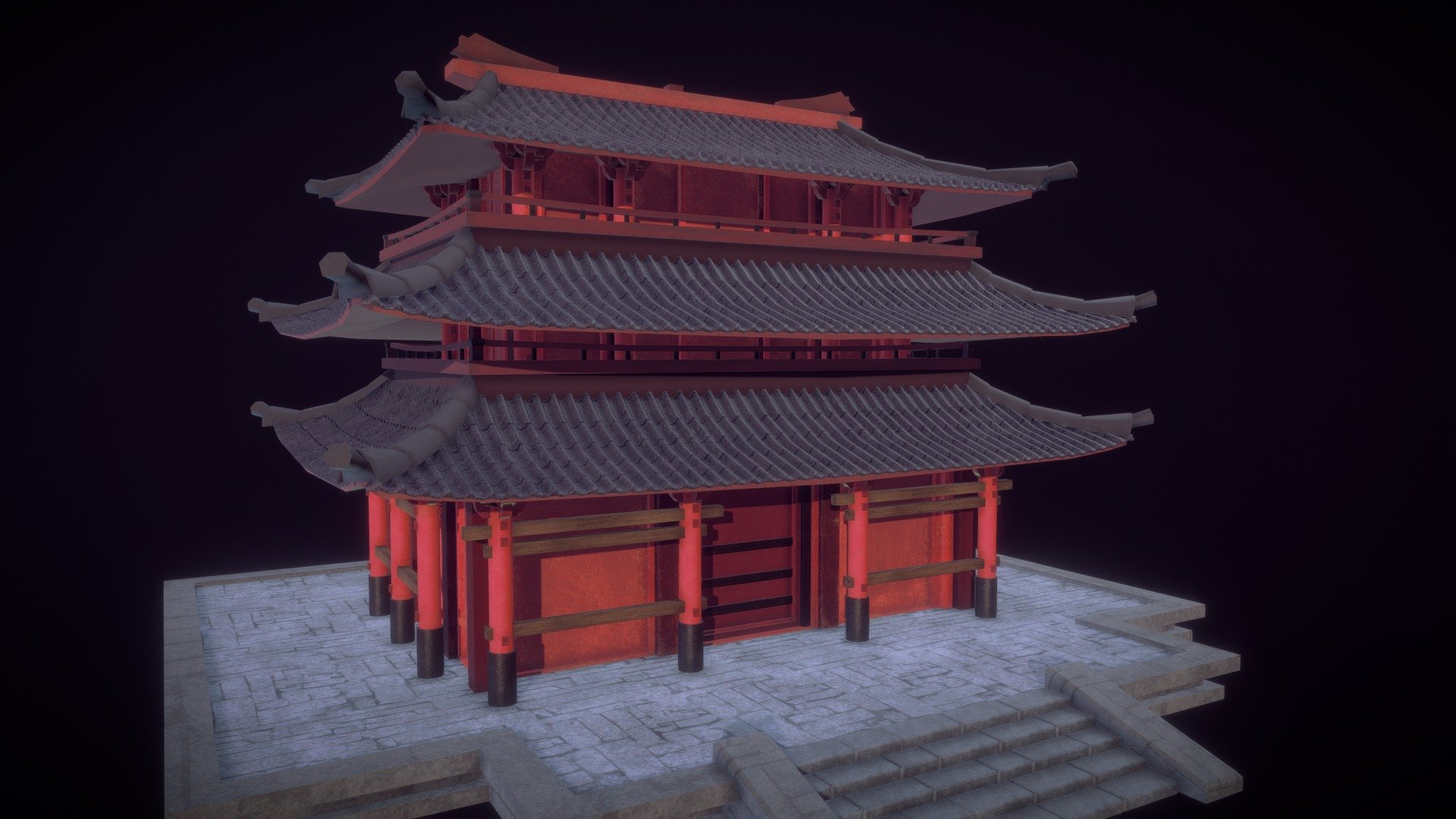 A modular temple for a tea garden scene in Unity
