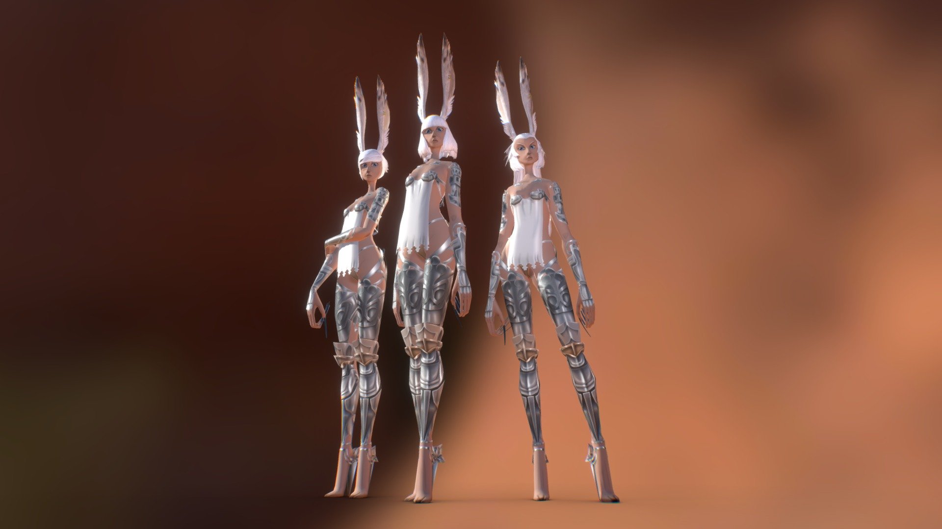 Vieras are a humanoid race from the Final Fantasy XII world.

Here I modeled a highpoly version of the vieras known as Wood Dwellers, from Eruyt Village, home of the Viera.

Thanks!