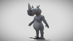 Rhinoceros forest, rhino, rhinoceros, fox, stylish, cartoons, lowpoly