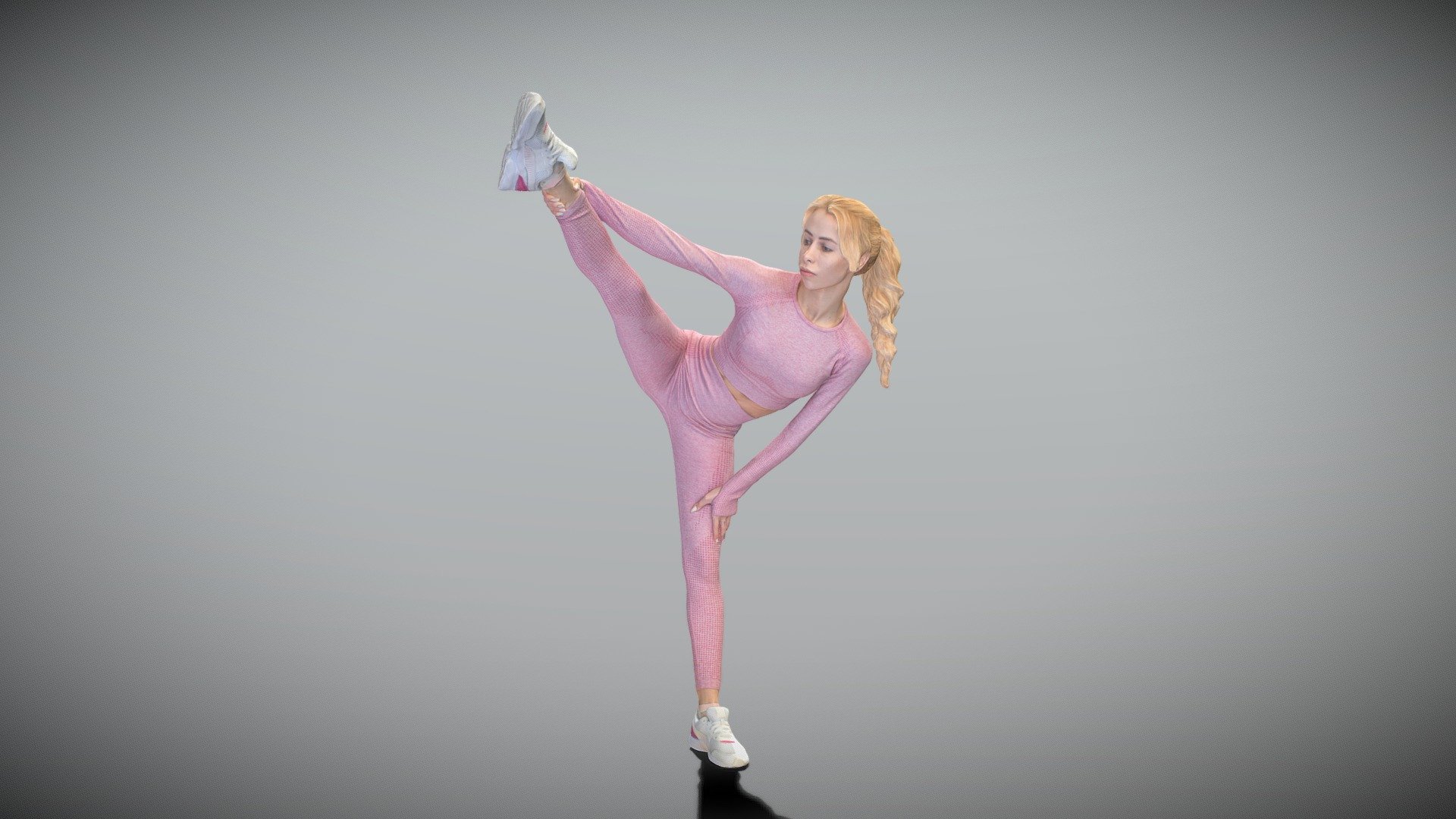 This is a true human size and detailed model of a sporty young woman of Caucasian appearance dressed in sportswear. The model is captured in casual pose to be perfectly matching various architectural and product visualizations, as a background or mid-sized character on a sports ground, gym, beach, park, VR/AR content, etc.

Technical specifications:




digital double 3d scan model

150k &amp; 30k triangles | double triangulated

high-poly model (.ztl tool with 5 subdivisions) clean and retopologized automatically via ZRemesher

sufficiently clean

PBR textures 8K resolution: Diffuse, Normal, Specular maps

non-overlapping UV map

no extra plugins are required for this model

Download package includes a Cinema 4D project file with Redshift shader, OBJ, FBX, STL files, which are applicable for 3ds Max, Maya, Unreal Engine, Unity, Blender, etc. All the textures you will find in the “Tex” folder, included into the main archive.

3D EVERYTHING

Stand with Ukraine!